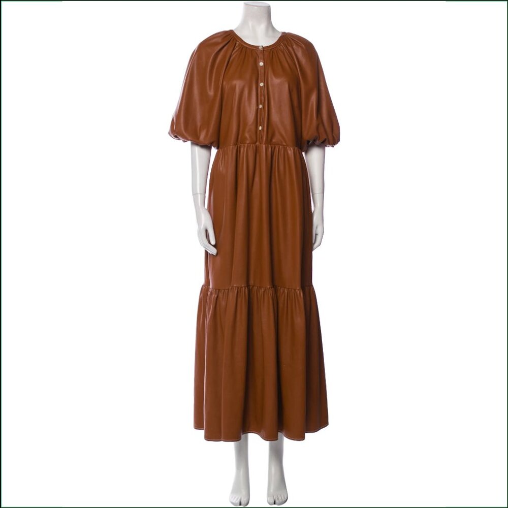 Brown faux leather Staud dress - size S